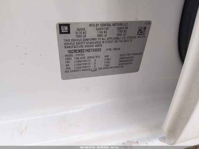 1GCRCNEC1HZ159003 Chevrolet Silverado 1500 Work Truck