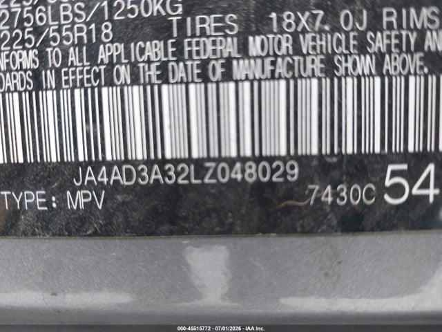 JA4AD3A32LZ048029 Mitsubishi Outlander Le 2.4/se 2.4/sel 2.4/sp 2.4