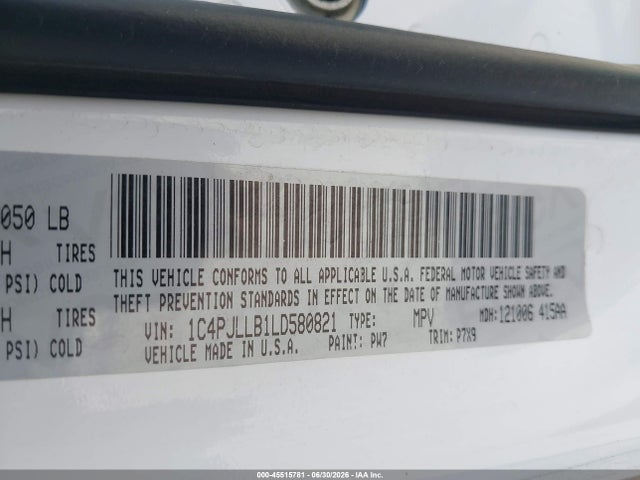 1C4PJLLB1LD580821 Jeep Cherokee Altitude Fwd