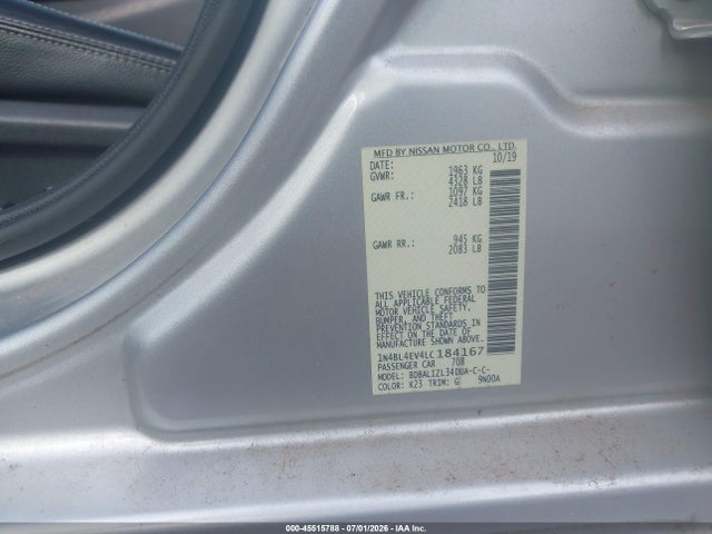 1N4BL4EV4LC184167 Nissan Altima Sl Fwd