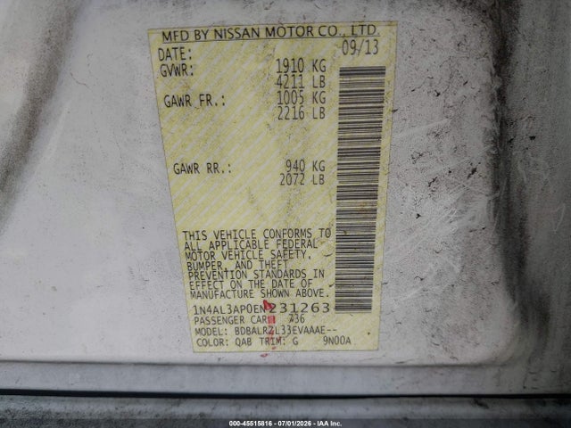 Nissan Altima 2.5 S 2014 1N4AL3AP0EN231263 Image 9
