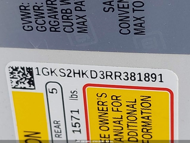 1GKS2HKD3RR381891 GMC Yukon Xl 4wd At4