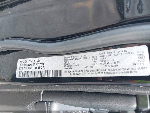 2024 Jeep Grand Cherokee L Altitude 4x4 მანქანა იყიდება აუქციონზე, vin: 1C4RJKAGXR8522161, აუქციონის ნომერი: 45515865