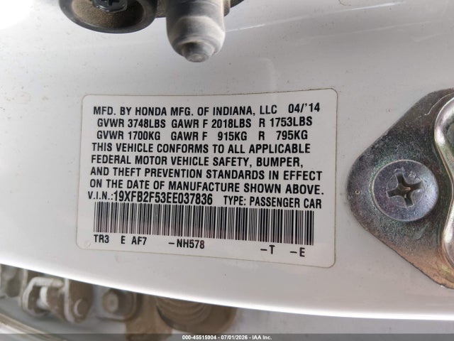 19XFB2F53EE037836 Honda Civic Lx