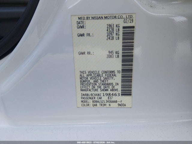 Nissan Altima 2.5 Sr 2019 1N4BL4CVXKC198463 Image 9