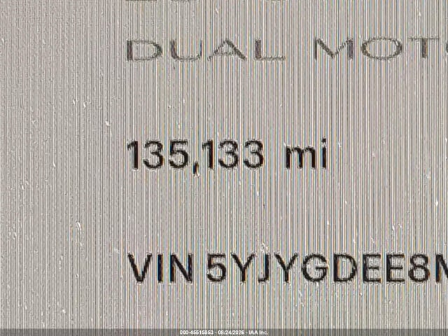 2021 Tesla Model Y Long Range Dual Motor All-wheel Drive მანქანა იყიდება აუქციონზე, vin: 5YJYGDEE8MF080486, აუქციონის ნომერი: 45515953