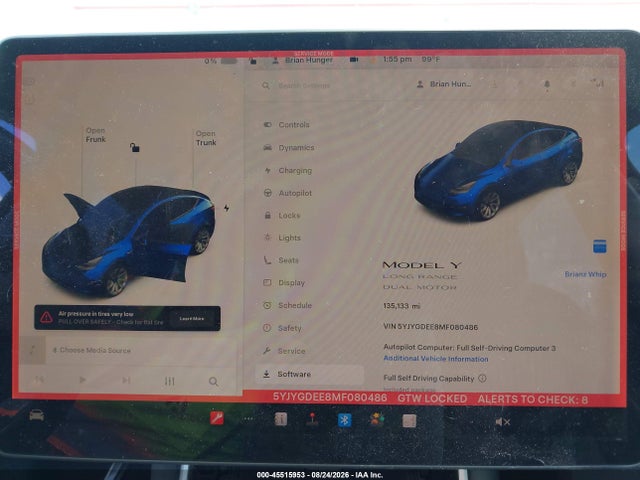 2021 Tesla Model Y Long Range Dual Motor All-wheel Drive მანქანა იყიდება აუქციონზე, vin: 5YJYGDEE8MF080486, აუქციონის ნომერი: 45515953