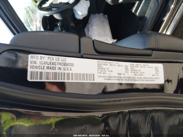 Продаж на аукціоні авто 2021 Jeep Grand Cherokee Laredo X 4x2, vin: 1C4RJEAG7MC658335, номер лоту: 45515975