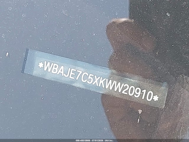 45515986 :رقم المزاد ، WBAJE7C5XKWW20910 vin ، 2019 Bmw 540i Xdrive مزاد بيع