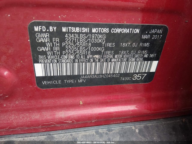Продажа на аукционе авто 2017 Mitsubishi Outlander Sport 2.0 Es/2.0 Le, vin: JA4AR3AU3HZ045402, номер лота: 45516003