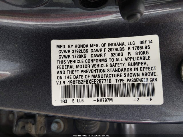 19XFB2F8XEE267710 Honda CIVIC EX