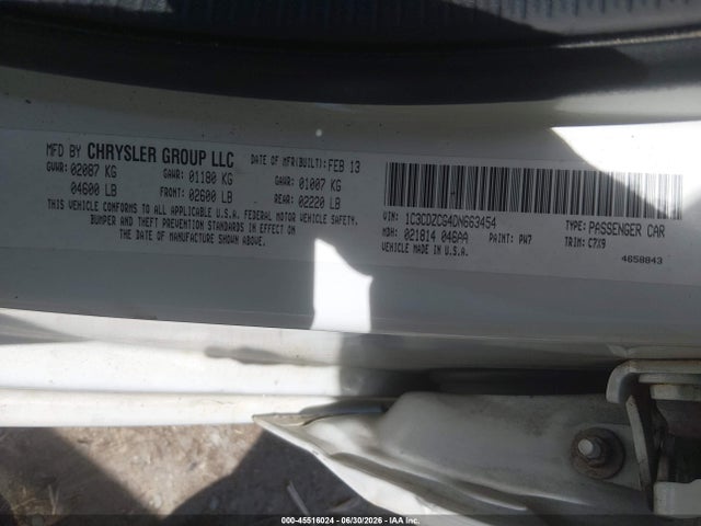 Aukcja sprzedaży 2013 Dodge Avenger Sxt, vin: 1C3CDZCG4DN663454, numer aukcji: 45516024
