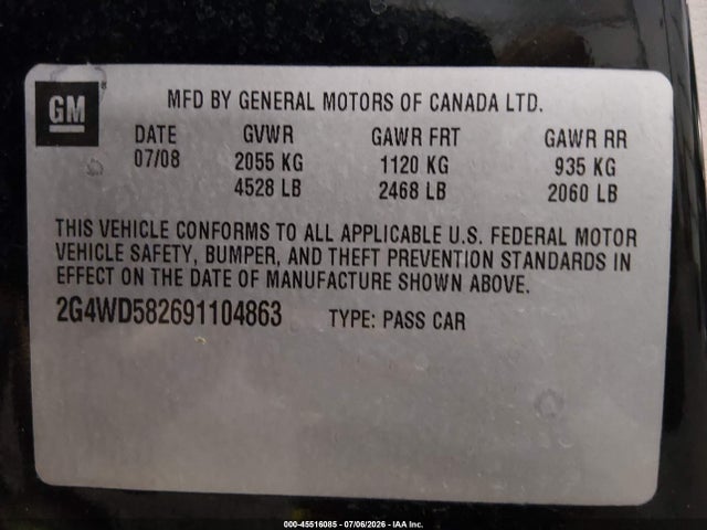 Продаж на аукціоні авто 2009 Buick Lacrosse Cxl, vin: 2G4WD582691104863, номер лоту: 45516085