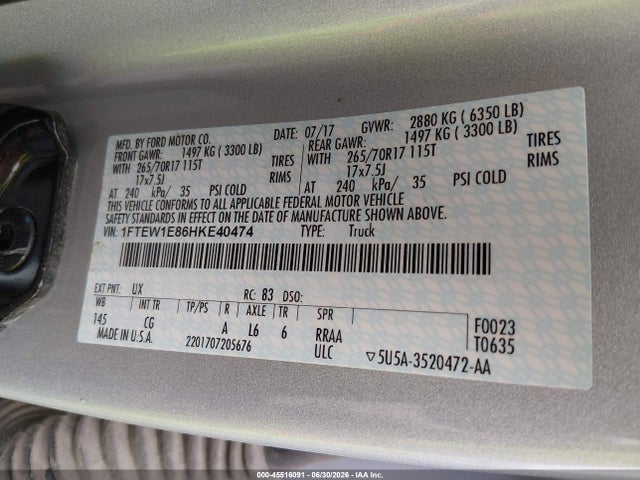 1FTEW1E86HKE40474 Ford F-150 Xl/xlt