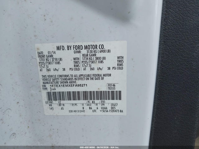 1FTEX1EMXEFA95271 Ford F-150 Stx/xl/xlt