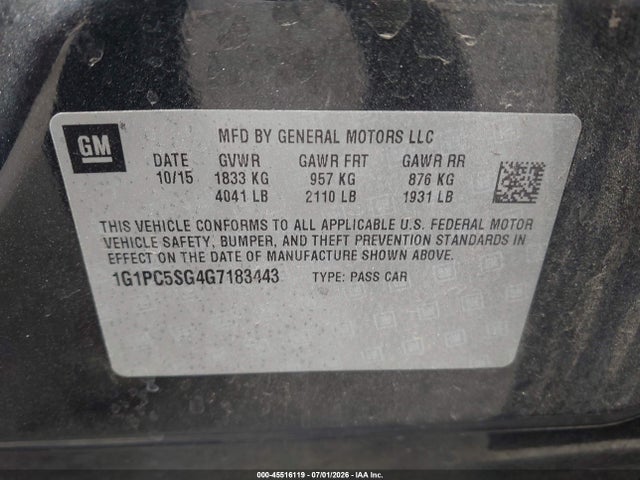 1G1PC5SG4G7183443 Chevrolet Cruze Limited Ls Auto