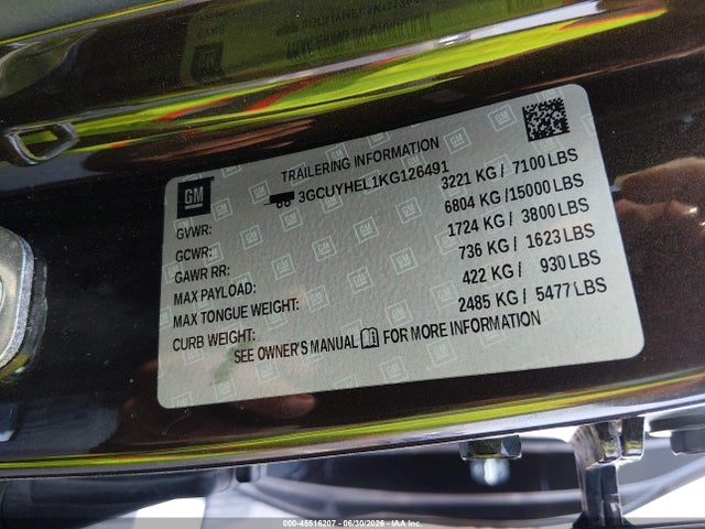 3GCUYHEL1KG126491 Chevrolet Silverado 1500 High Country