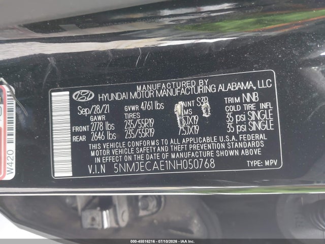 Hyundai Tucson Limited 2022 5NMJECAE1NH050768 Image 9