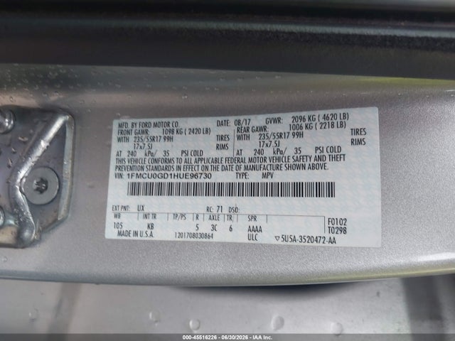 1FMCU0GD1HUE96730 Ford ESCAPE SE