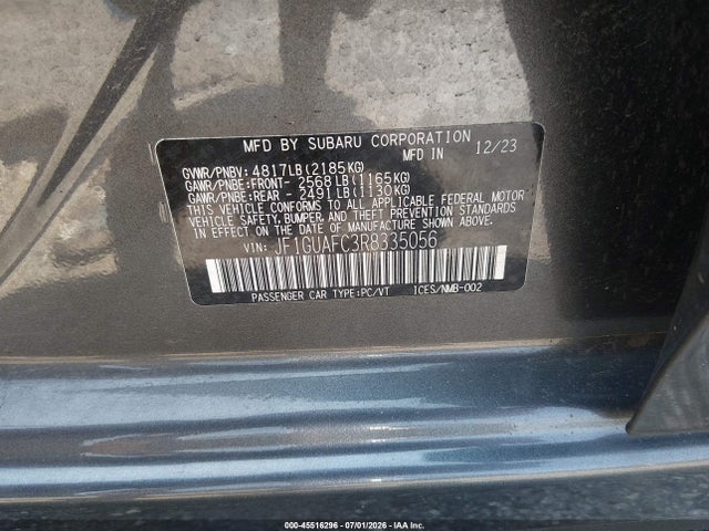 2024 Subaru Impreza Sport 5-door მანქანა იყიდება აუქციონზე, vin: JF1GUAFC3R8335056, აუქციონის ნომერი: 45516296