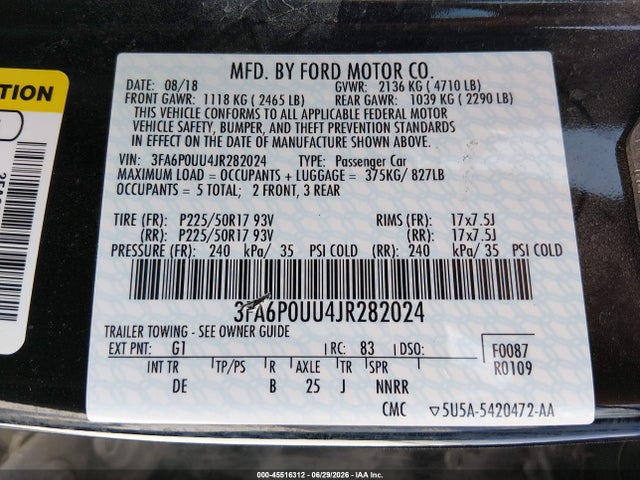 3FA6P0UU4JR282024 Ford Fusion Hybrid S
