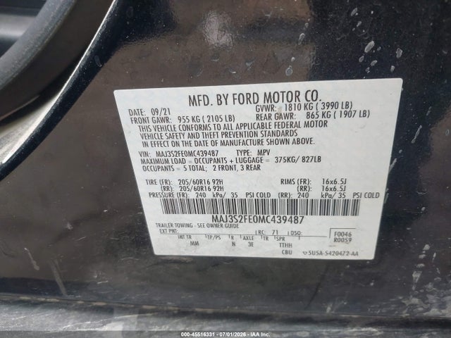 Ford ECOSPORT S 2021 MAJ3S2FE0MC439487 Image 9