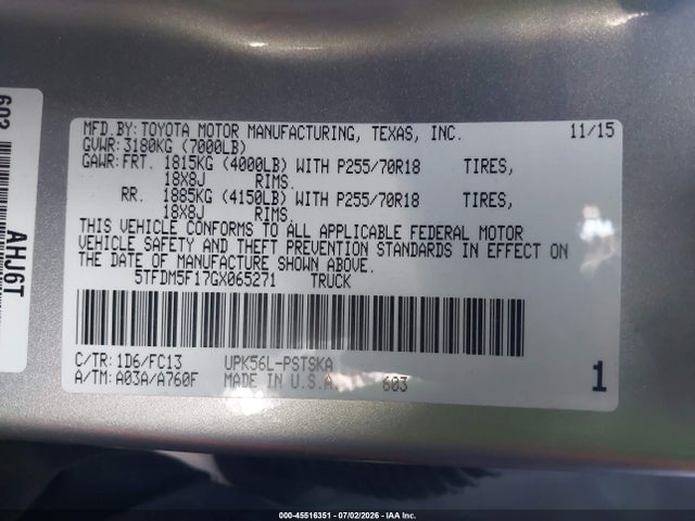 5TFDM5F17GX065271 Toyota Tundra Sr5 4.6l V8