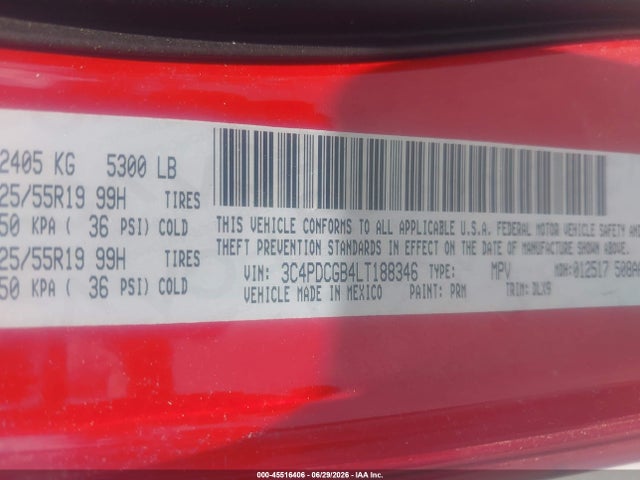 Продаж на аукціоні авто 2020 Dodge Journey Crossroad, vin: 3C4PDCGB4LT188346, номер лоту: 45516406