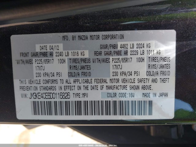 Aukcja sprzedaży 2013 Mazda Cx-5 Touring, vin: JM3KE4CE6D0116826, numer aukcji: 45516445