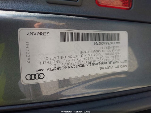 Продаж на аукціоні авто 2018 Audi A5 2.0t Premium, vin: WAUFNCF58JA002734, номер лоту: 45516457
