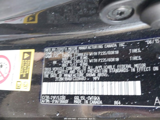 45516463 :رقم المزاد ، 2T2BK1BA6FC328483 vin ، 2015 Lexus Rx 350 مزاد بيع