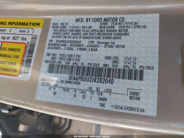 Ford Fusion Hybrid S 2018 3FA6P0UU2JR282040 Image 4