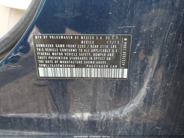 45516489 :رقم المزاد ، 3VWLL7AJ3EM246689 vin ، 2014 Volkswagen Jetta 2.0l Tdi مزاد بيع