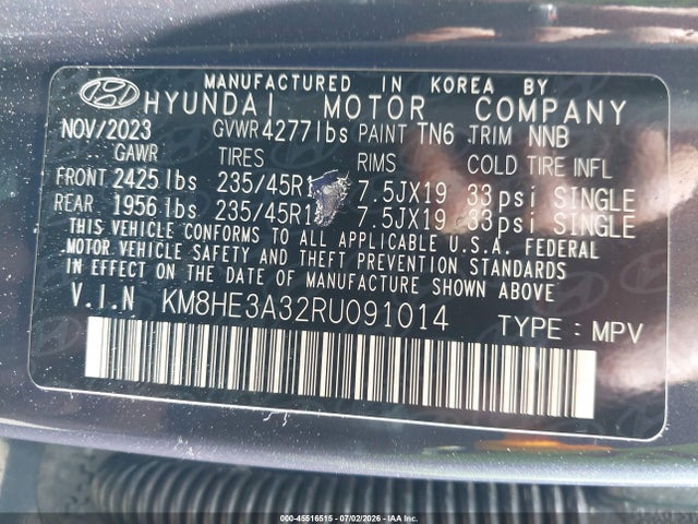 Продажа на аукционе авто 2024 Hyundai Kona Limited, vin: KM8HE3A32RU091014, номер лота: 45516515