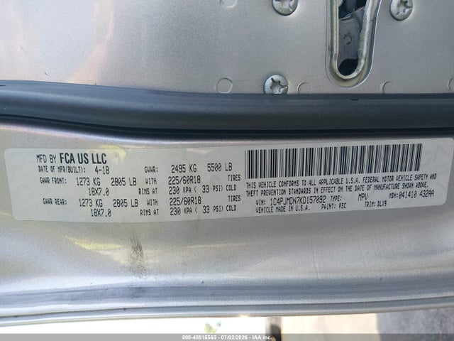 Продаж на аукціоні авто 2019 Jeep Cherokee Limited 4x4, vin: 1C4PJMDN7KD157092, номер лоту: 45516565