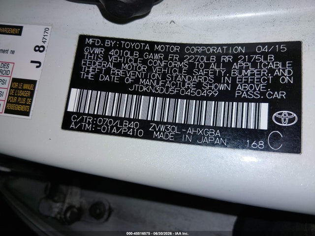 Toyota Prius Four 2015 JTDKN3DU5F0450499 Image 9