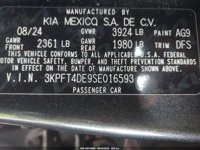KIA K4 Lxs 2025 3KPFT4DE9SE016593 Image 9