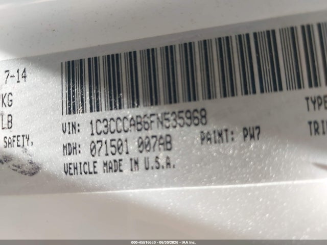 Продаж на аукціоні авто 2015 Chrysler 200 Limited, vin: 1C3CCCAB6FN535968, номер лоту: 45516630
