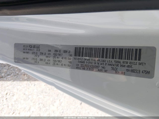 3C6JR6DG1KG503997 RAM 1500 Classic Tradesman 4x2 8&#039; Box