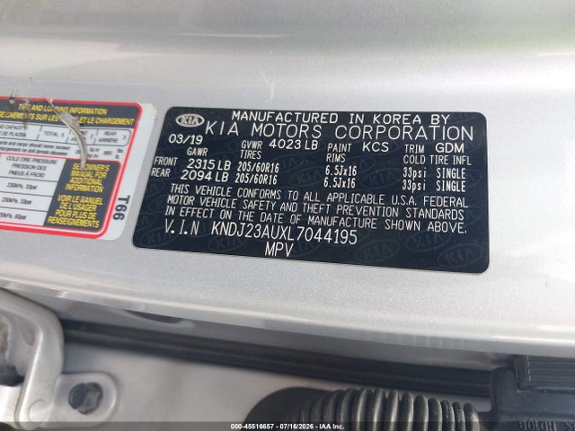 Aukcja sprzedaży 2020 Kia Soul Lx, vin: KNDJ23AUXL7044195, numer aukcji: 45516657