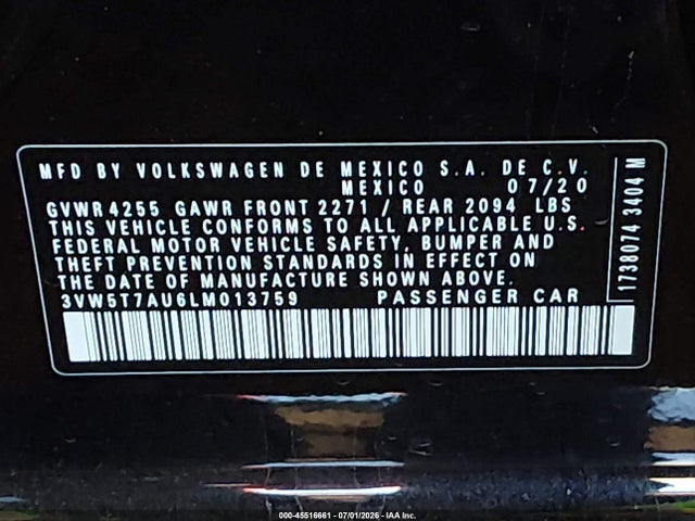3VW5T7AU6LM013759 Volkswagen Golf Gti 2.0t Autobahn/2.0t S/2.0t Se