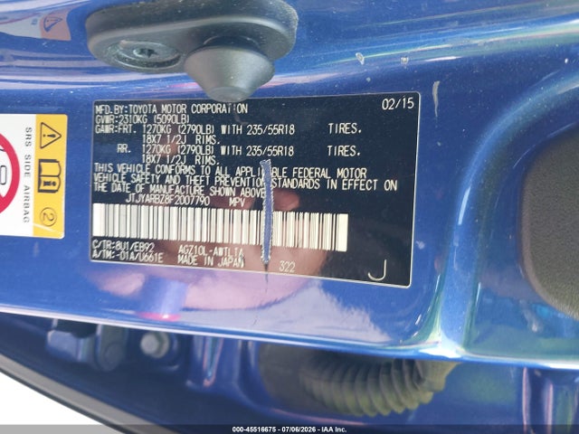 Aukcja sprzedaży 2015 Lexus Nx 200t F Sport, vin: JTJYARBZ8F2007790, numer aukcji: 45516675