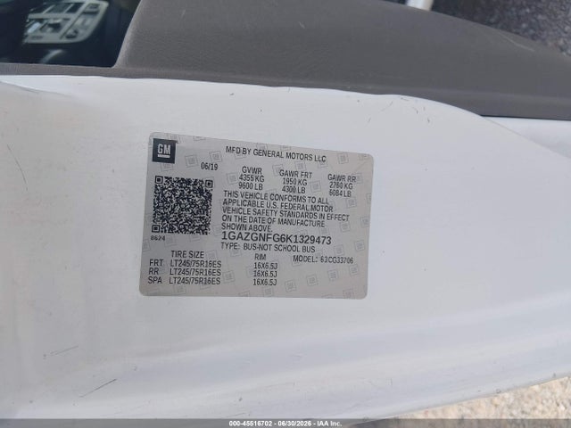 Chevrolet Express 3500 Ls 2019 1GAZGNFG6K1329473 Image 9