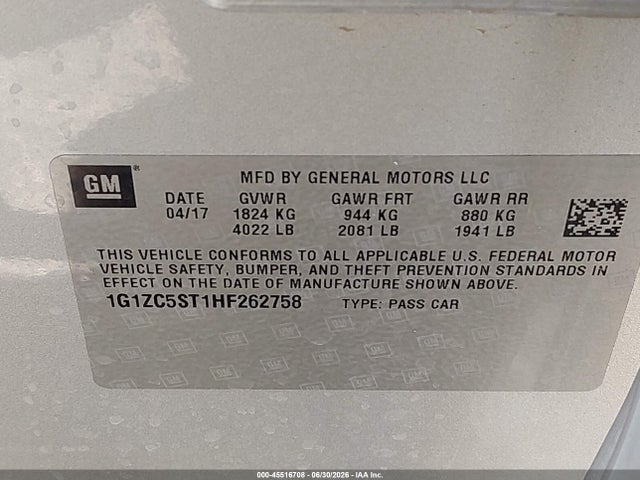 Chevrolet Malibu 1fl 2017 1G1ZC5ST1HF262758 Image 9