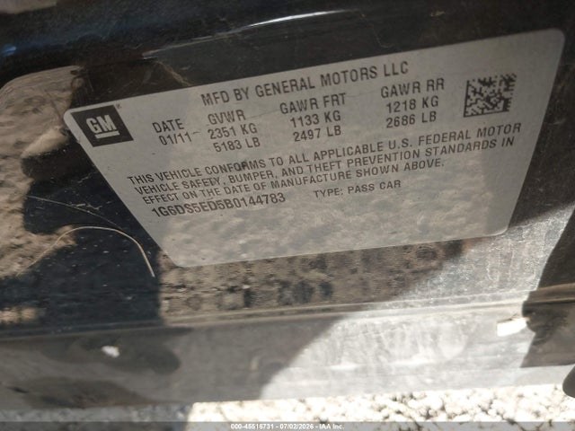 2011 Cadillac Cts Premium მანქანა იყიდება აუქციონზე, vin: 1G6DS5ED5B0144783, აუქციონის ნომერი: 45516731