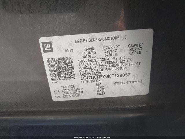 1GC1KTEY0KF139057 Chevrolet Silverado 2500hd Ltz