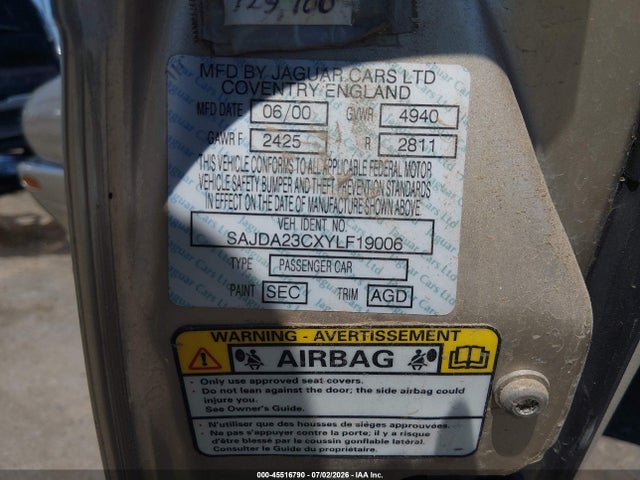 Продажа на аукционе авто 2000 Jaguar Xj L, vin: SAJDA23CXYLF19006, номер лота: 45516790