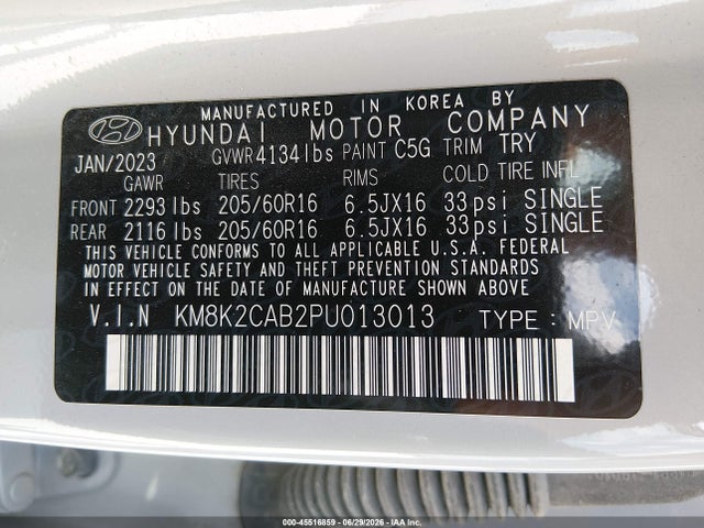 Hyundai Kona Se 2023 KM8K2CAB2PU013013 Image 9