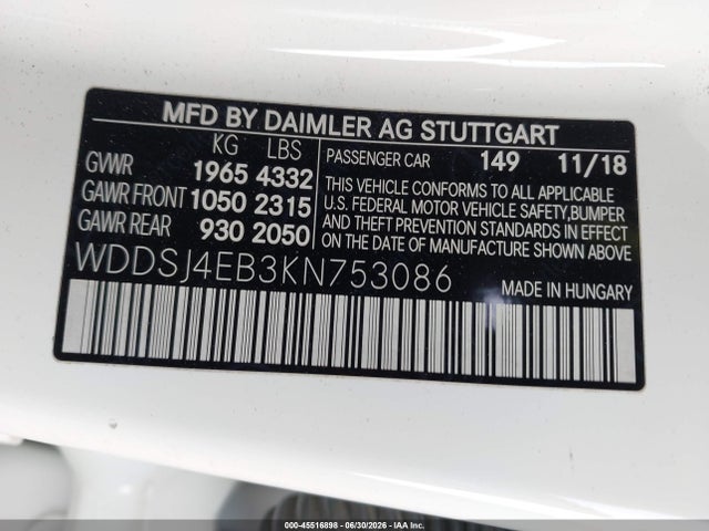 Mercedes-Benz CLA 250 2019 WDDSJ4EB3KN753086 Image 9
