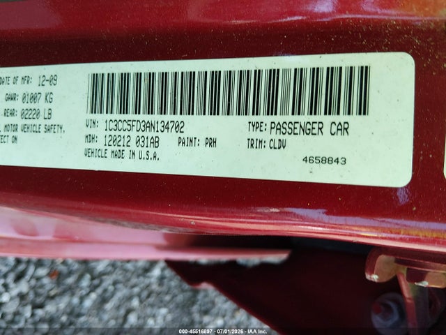Aukcja sprzedaży 2010 Chrysler Sebring Limited, vin: 1C3CC5FD3AN134702, numer aukcji: 45516897